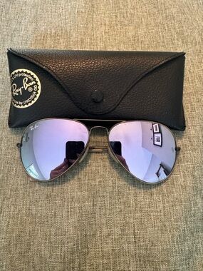 Ray-Ban Aviator Sunglasses - Purple Mirrored Lenses with Metal Frame